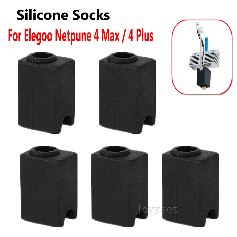 For Elegoo Netpune 4 Max / 4 Plus Silicone Socks Cover 3D Printer Accessories Hotend Heating Block Heat Insulation Case Cover