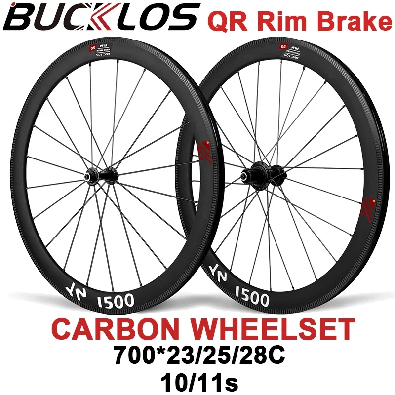 BUCKLOS Bicycle Carbon Fiber Wheelset 700C Road Bike Wheels 10/11 Speed 38mm 50mm Road Bicycle Carbon Rim Brake Cycling Parts