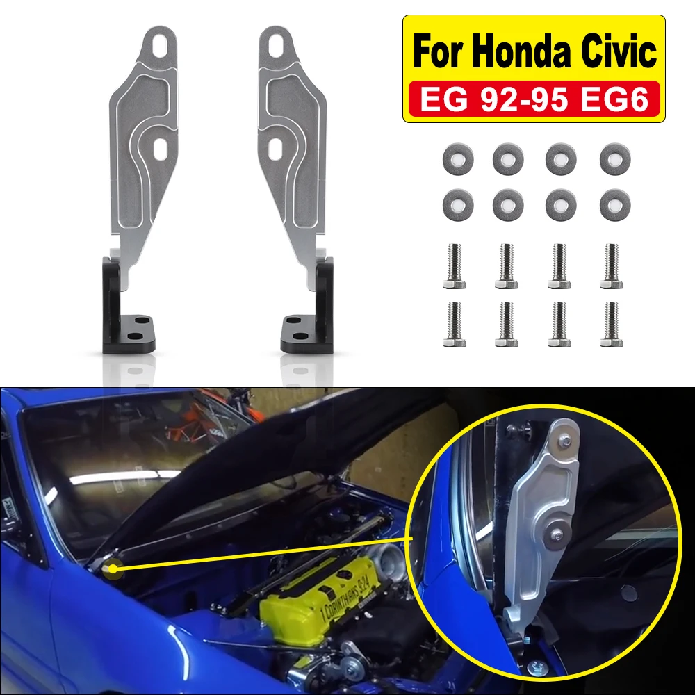 For Honda Civic EG 1992 1993 1994 1995 EG6 Aluminum Quick Release Hood Hinge Release Latch Billet Car Accessories