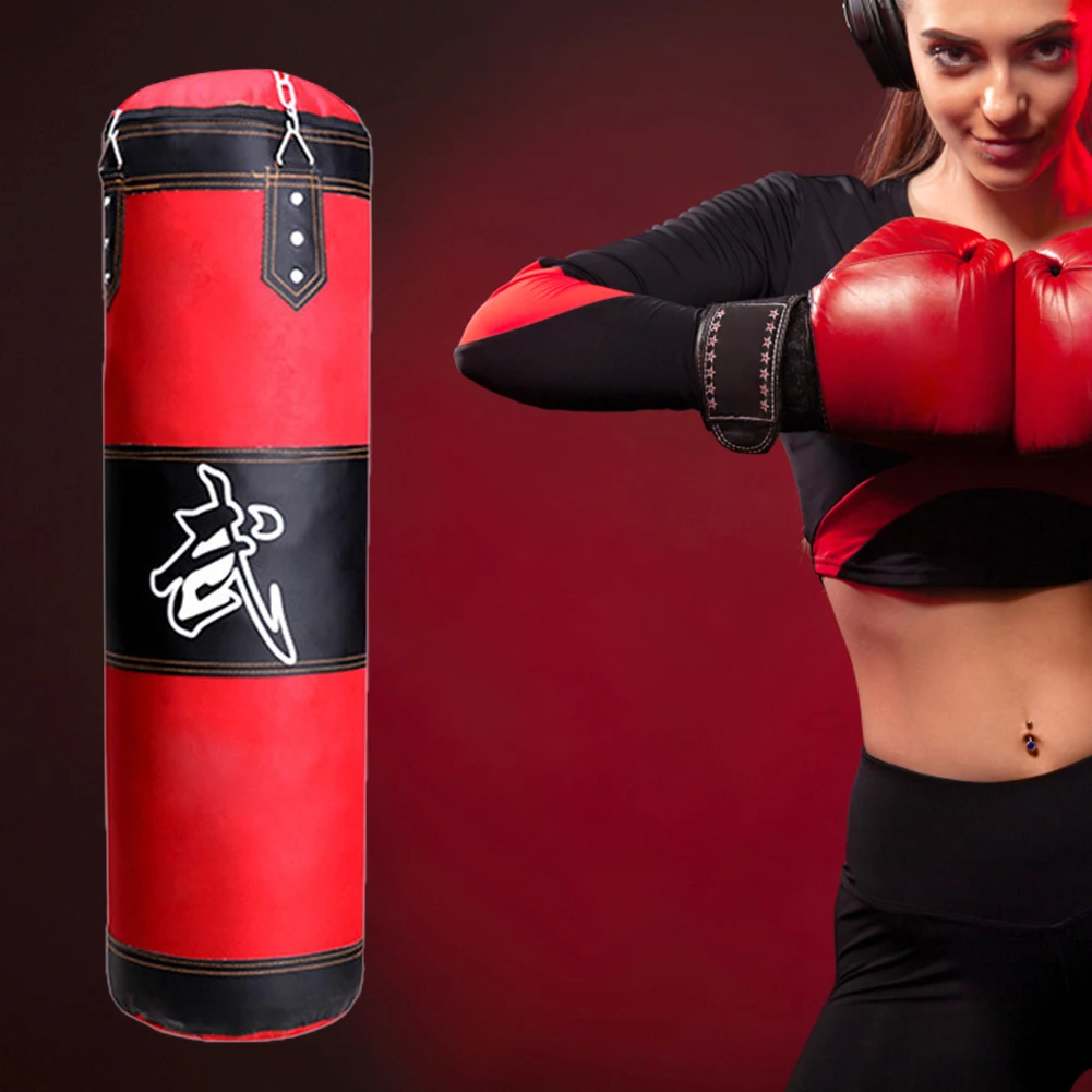 Bounce Back Sandbag Haing Pressure Relief Martial Arts Boxing Bag with Metal Chain Hook Resist-Hitting Foldable Sports Equipment