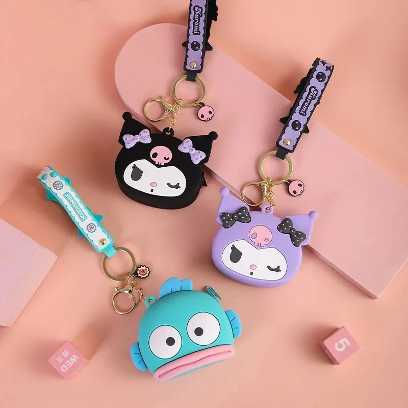 Sanrio Cartoon Silicone Coin Purse Kawaii Hellokitty Kuromi Mini Storage Bag Cute Pendant Keychain Doll Bag Decoration Girl Gift