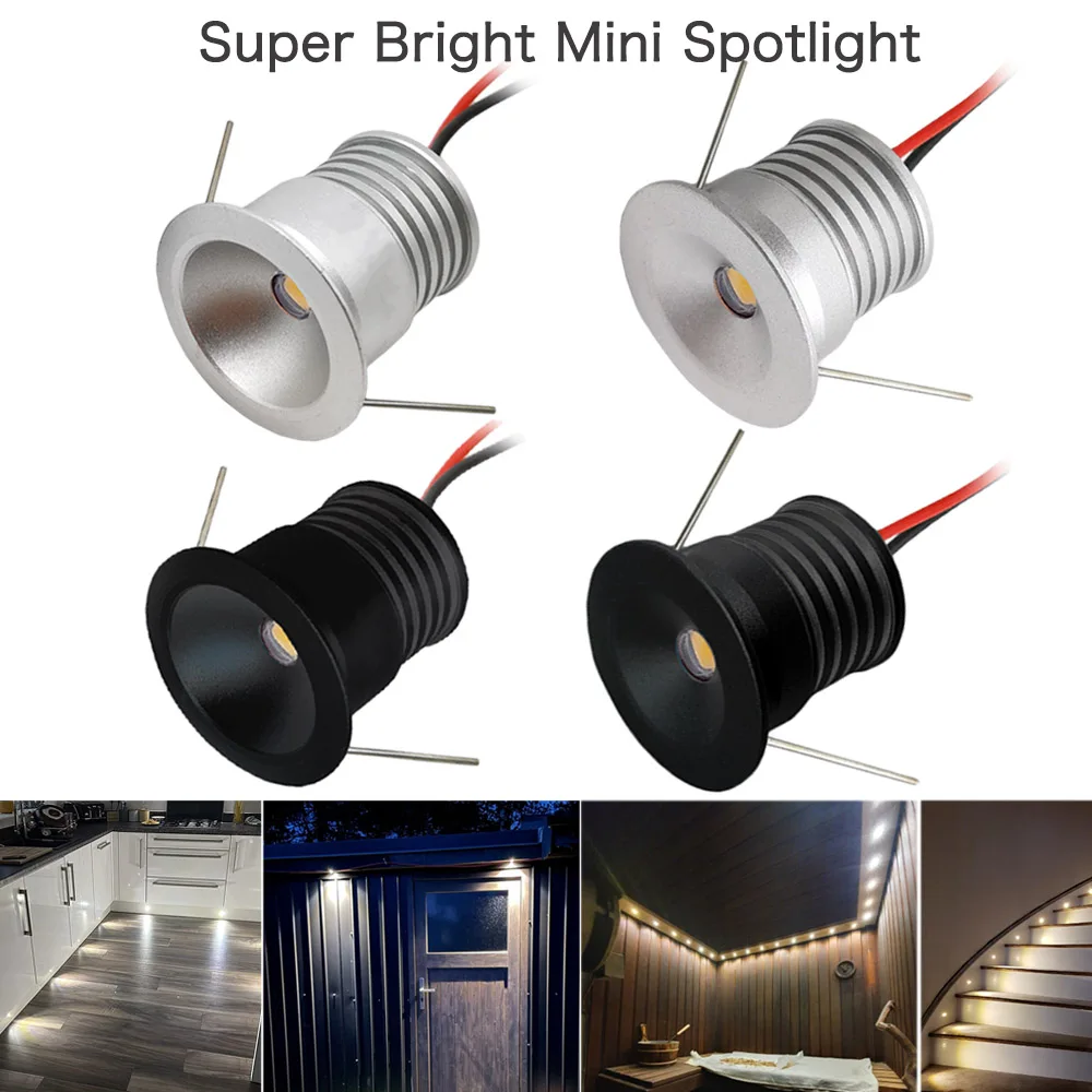 

2W Small LED Spot Light Dimmable Downlight Waterproof IP65 Recessed Ceiling Spotlight DC12V Staircase Cabinet Display Lighting