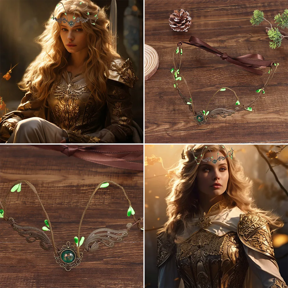 إكسسوارات الشعر تصميم الكرمة Elven Crown إكسسوار الزفاف موضوع الساحرة خوذة فستان إكسسوار نمط الزفاف الجنية Diadema