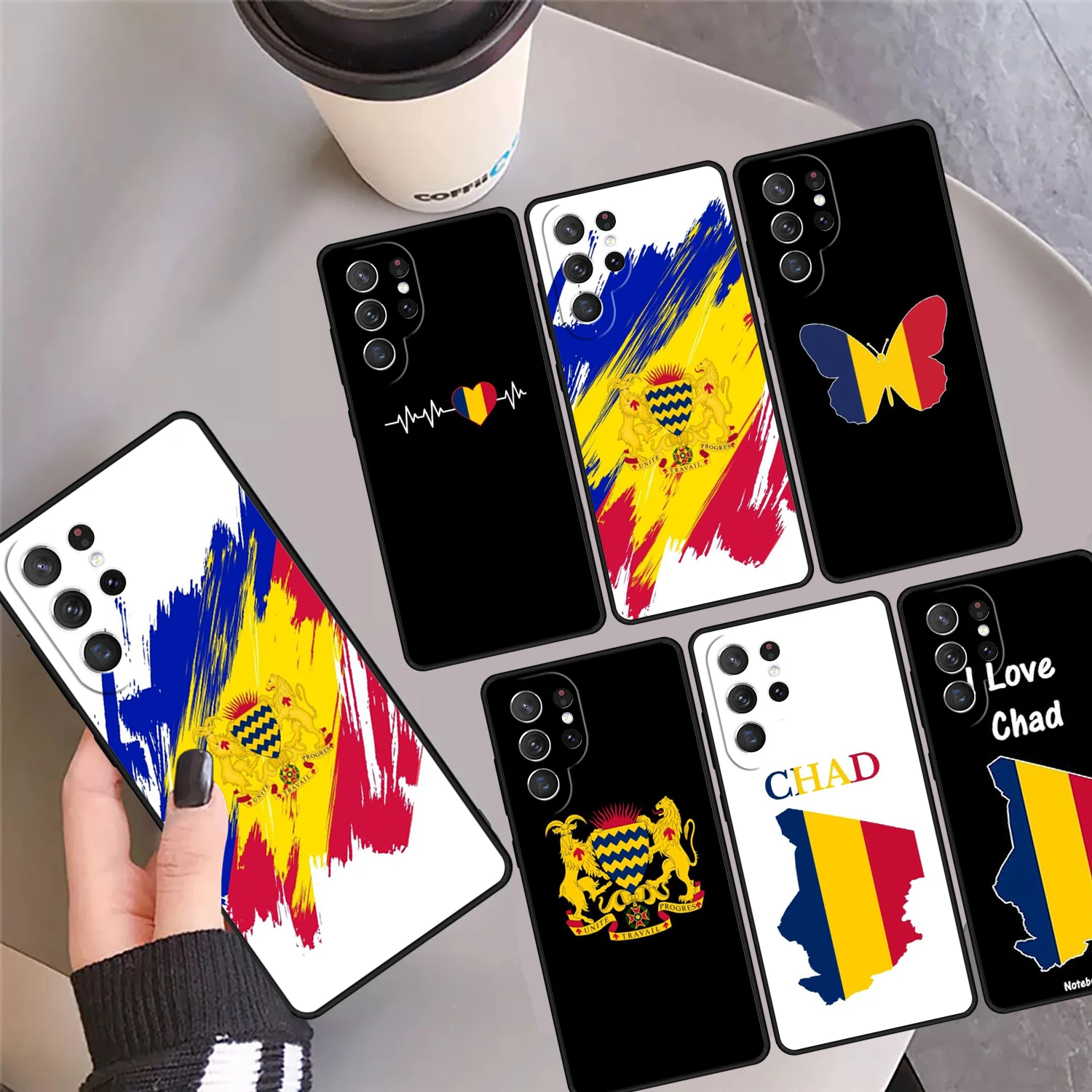 

Чехол для телефона с флагом Республики Чад для Samsung Galaxy S24 S25 Ultra S23 S22 Plus S21 FE S20 Note 10 20 Pro