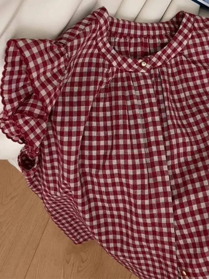 

Sweet Loose Men's irt Summer New Sle Couple Matching Faion Design Small Fly Sve Button up ort Sve round Ne