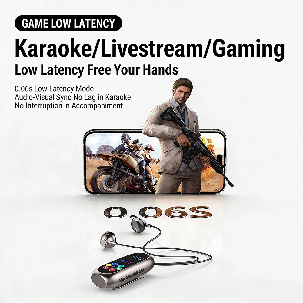 KEBIDUMEI Clip-on Earphones Bluetooth 5.4 Headphones Gaming Headsets TWS Wireless Earbuds Support TF Card K Song Monitor Mode image 5