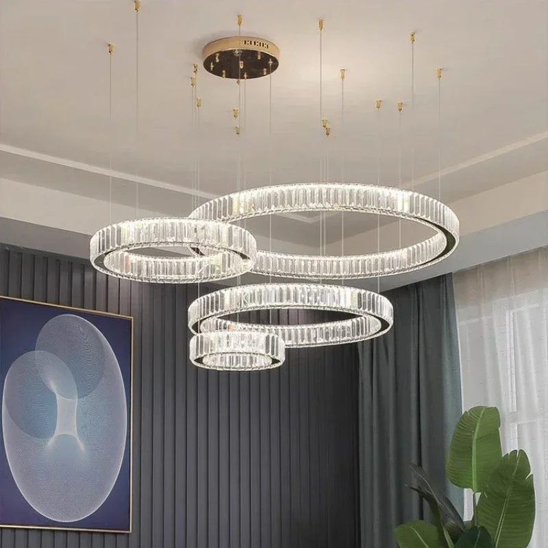 Creative French Luxury Crystal LED Chandelier Bedroom Living Room Hotel Villa Remote Control Pendant Lamp Restaurant Decor Light