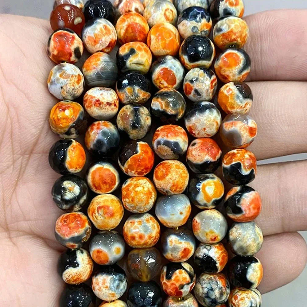 

Orange Dream Fire Dragon Veins Agates Round Loose Beads 15'' Strand 8mm Diy Handmade Bracelet for Jewelry Making