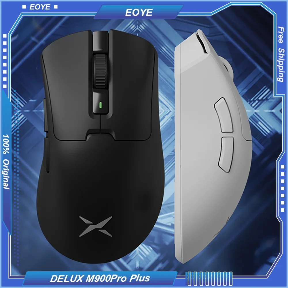 

DELUX M900Pro Plus Gaming Mouse Wireless 2.4G Tri-mode 8Khz PAW3395 Nordic52833 Right Hand Ergonomic Lightweight 26000DPI Esport