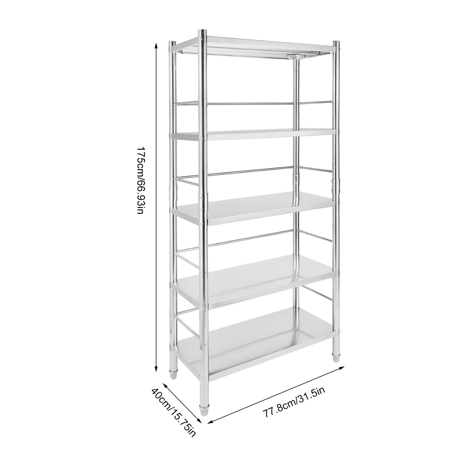 Стеллажи из нержавеющей стали, 5 уровней, регулируемая полка для хранения, из нержавеющей стали, сверхпрочные стеллажи, 5-уровневый держатель для хранения