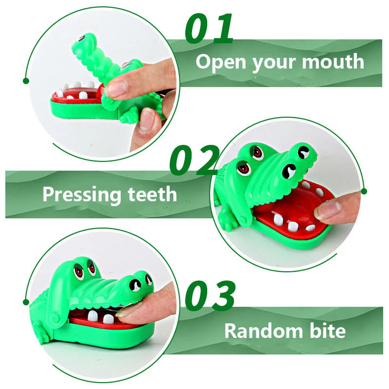 Funny Biting Hand Crocodile Mouth Keychain Cartoon Animal Press Teeth Bite Fingers Tricky Toy Keyring Pendant Bag Decor