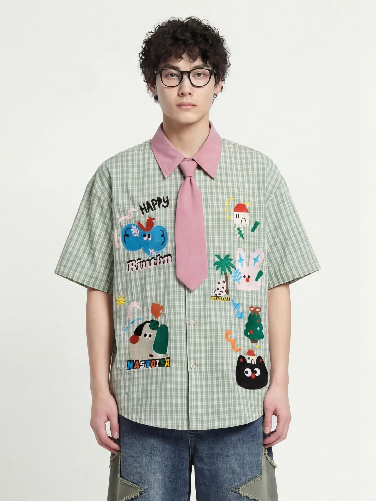 

from Polka Dot Plaid ort Sve irt Loose Fit ex Casual Sle Polyester Fiber Breathable Summer irt for Youth