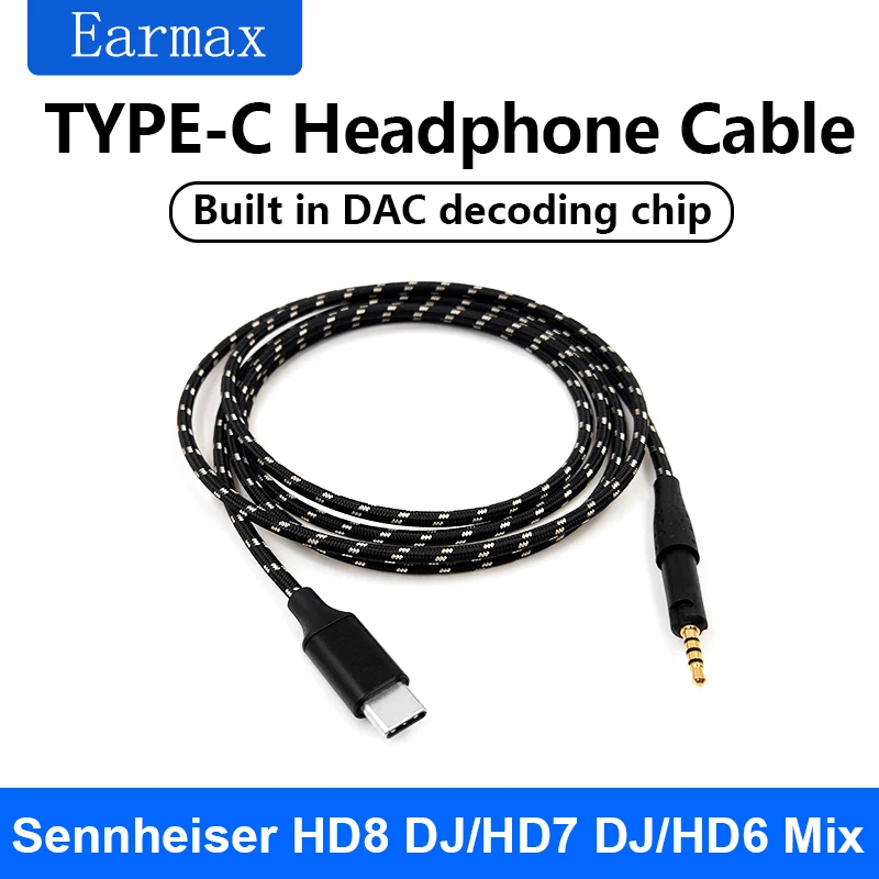 Per Sennheiser HD8 HD579 HD595 HD599 HD2.30 HD8DJ HD7DJ auricolari sostituibili cavo di aggiornamento da TYPE-C a HD8