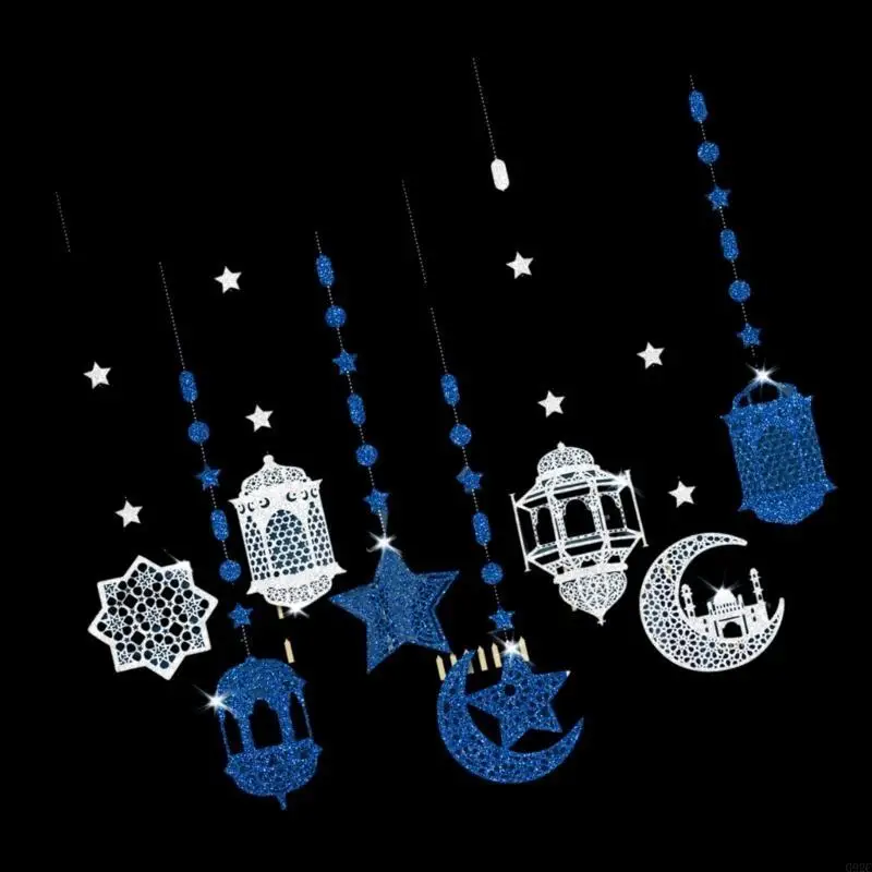 G92C Eid Party Decorazioni sospese 8 pcs Set per pendenti per celebrazioni della comunità e scolastica.