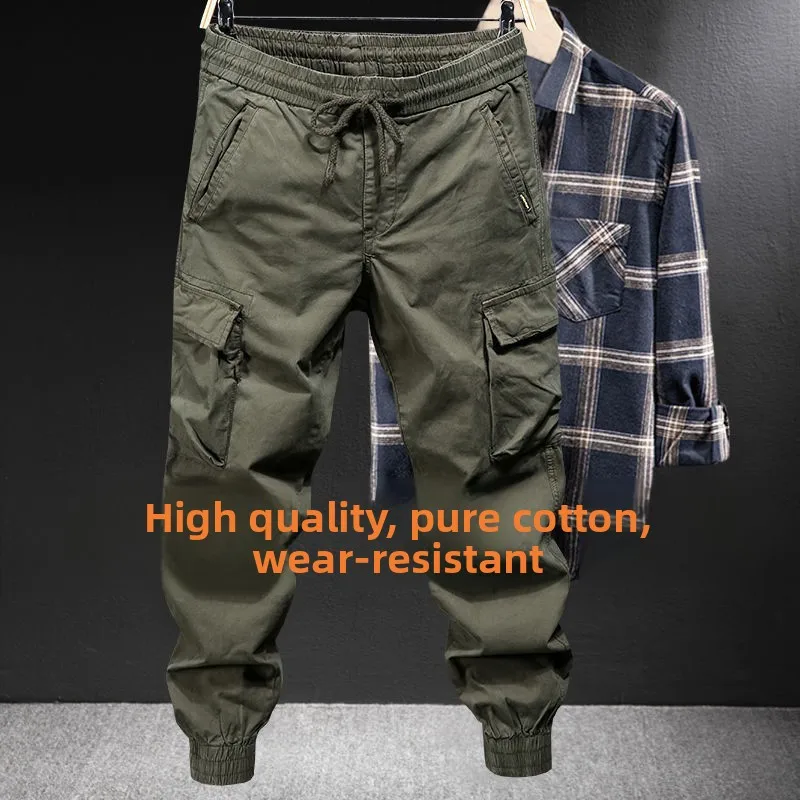 

Мужские повседневные рабочие брюки в американском стиле, свободного кроя, для активного отдыха, с множеством карманов, защитная одежда, из чистого хлопка, износостойкие, рабочие...