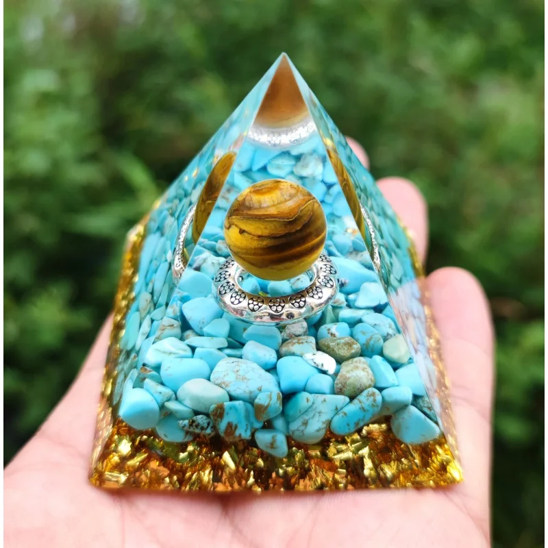 Ogen Energy Crystal Ball Gravel Pyramid Home Crafts Resin Decorations Desktop Decoration Dream Come True