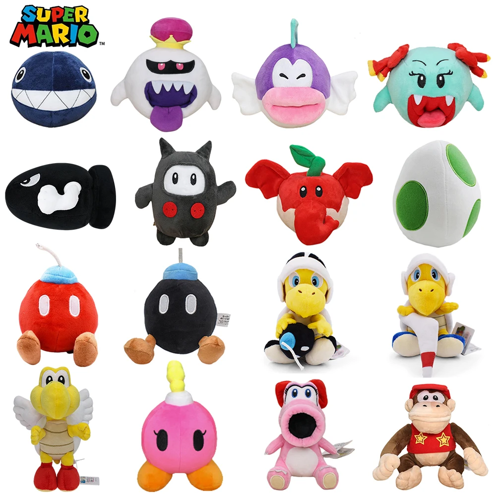 Mario King Boo Bob-omb Stuffed Plush Toy Yoshi Egg Koopa Troopa Goomba Diddy Kong Kamek Super Mario Bros Game Soft Doll Gift