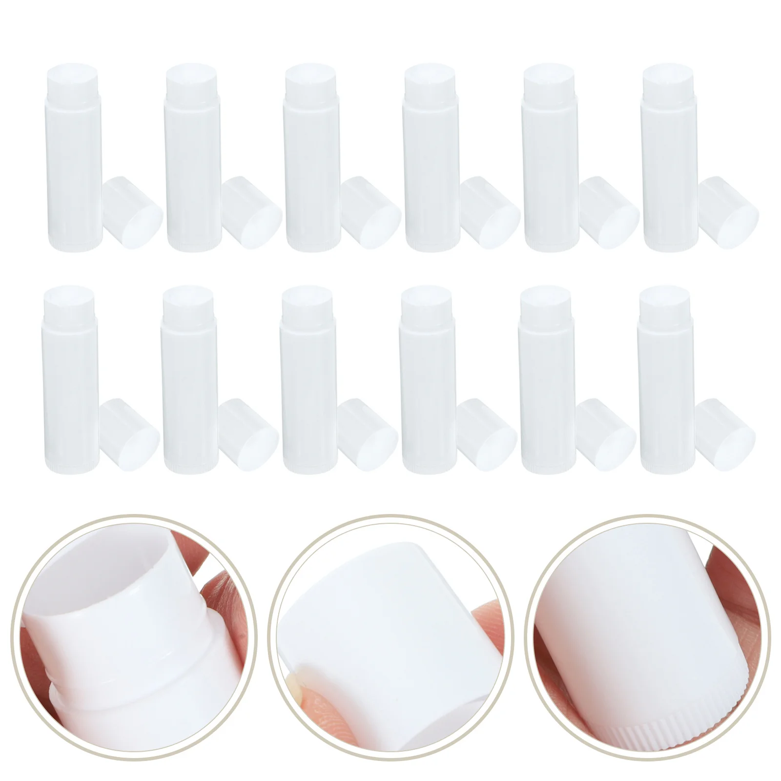 50 stücke Leere Lip Balm Rohre Pp Transparent Behälter Weiß Kappen Für Diy Refill Push Rad Mechanismus Lip Balm Rohr mit Kappen