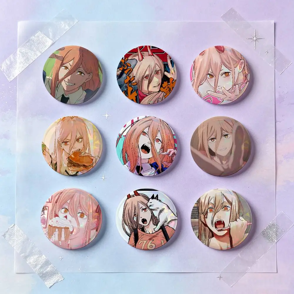 Power Anime-Charakter-Abzeichen, runde, kreative Anstecknadel, Brosche, Taschen-Deko-Accessoires, Geschenke für Fans und Freunde zum Sammeln