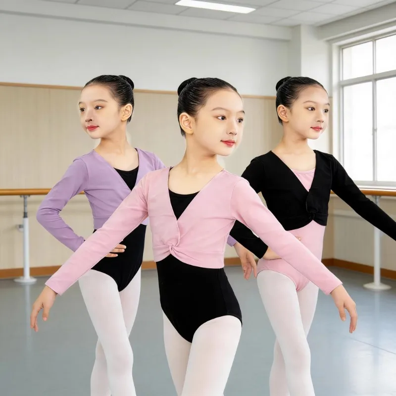 

Spring, autumn and winter children's dance long-sleeved shawls, pure cotton jackets, shoulder cans, girls' folk dance practice