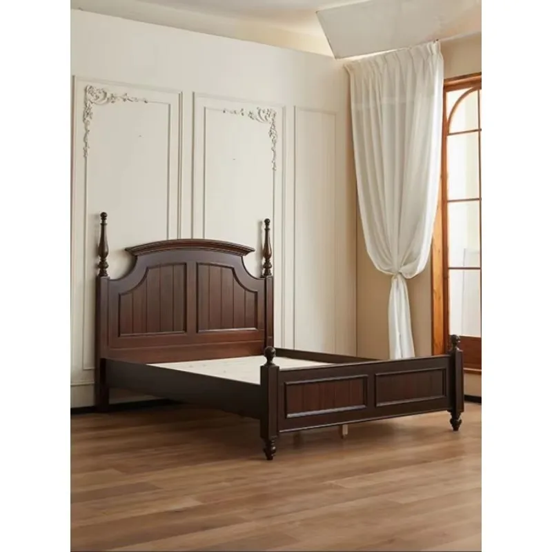 Features retro French solid wood, double bed, soft bed durable and comfortable