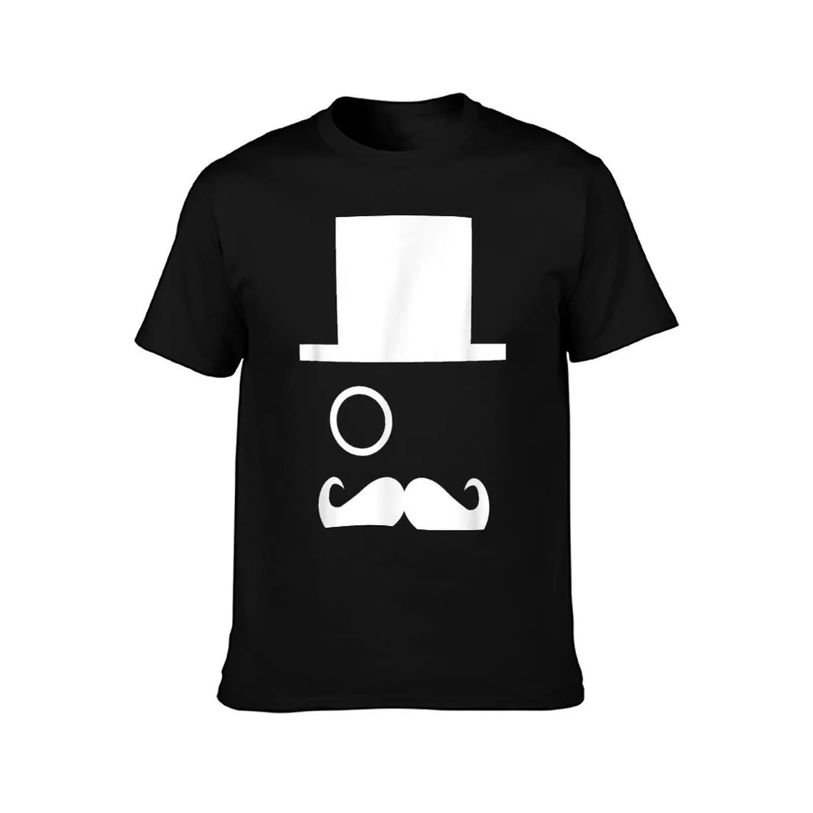 Vintage hoge hoed met monocle ooglens en stuur snor T-shirt t-shirt man katoenen T-shirt