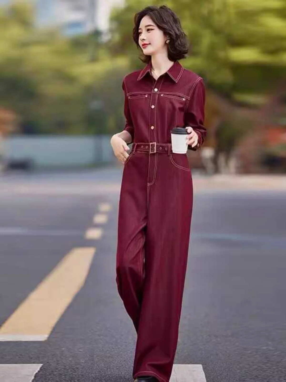 

Женские брюки Ankang Red Silk Onesie, новинка 2026 года, весна-осень, антивозрастные, утягивающие, рабочие, повседневные, прямые, широкие штанины