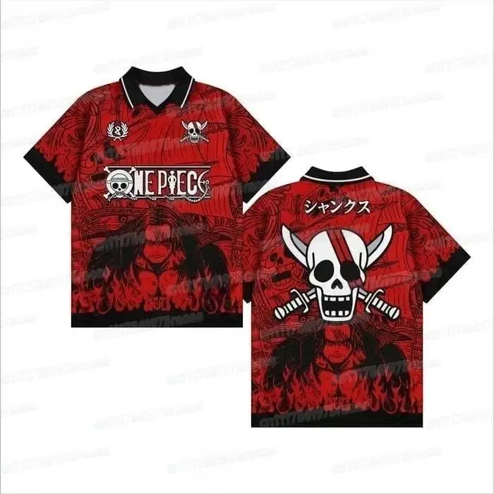 2027 One Piece Luffy Anime T-Shirt Vintage Baseball Jersey Style Men Women Full Print Y2k Streetwear Harajuku Graphic Tee