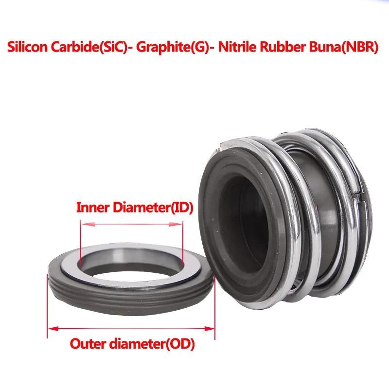 MG1/109 10-110mm Silicon Carbide(SiC)- Graphite(G)- Nitrile Rubber Buna(NBR) Mechanical Shaft Seal Single Spring For Water Pump