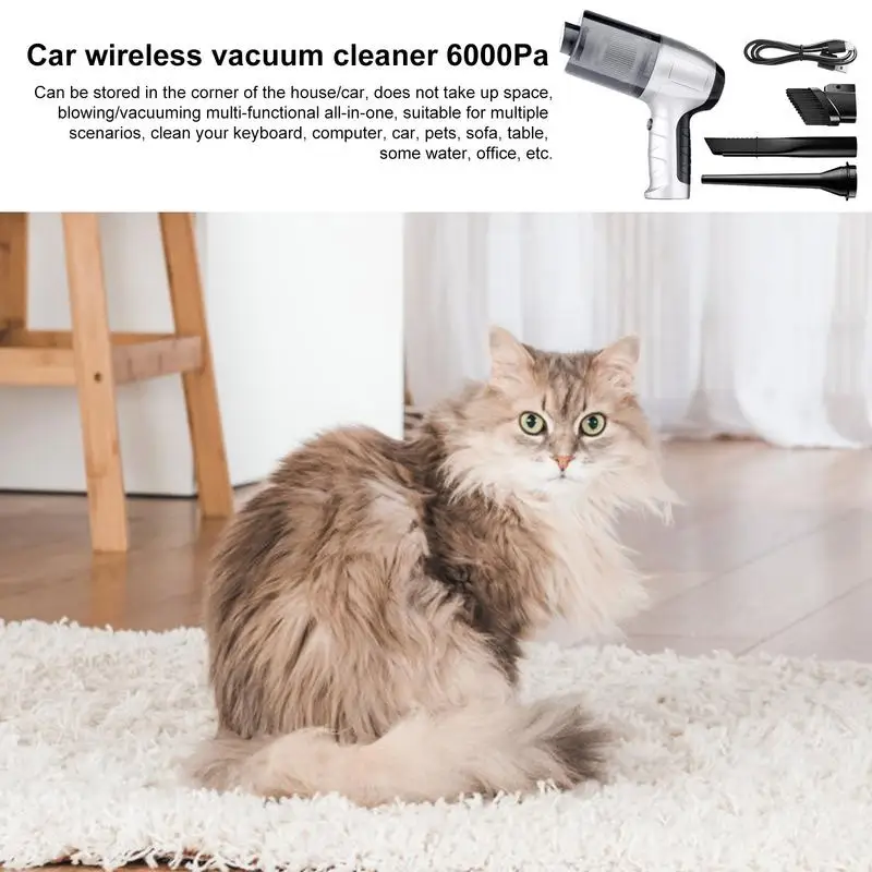 Handheld Car Vacuum Cleaner Mini Vacuum Cleaner With Dust Brush And Charging Cable 6000Pa Cordless Pet Hair Vacuum