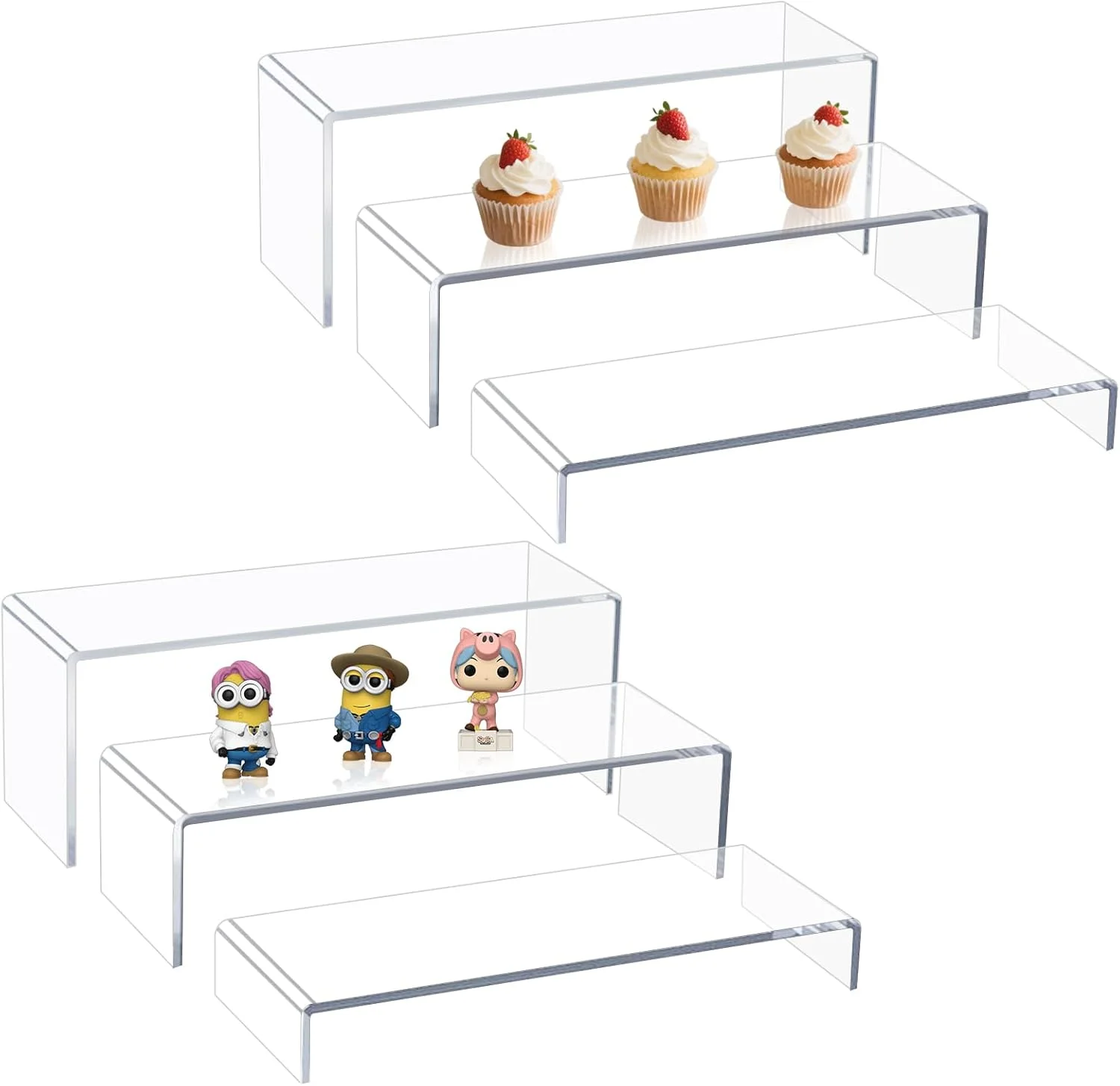 

Acrylic Riser Set for Home Decorations Perfume Display Clear Plastic Shelf Risers for Cupcake Stand,Pop Figurines,Tumbler,Food