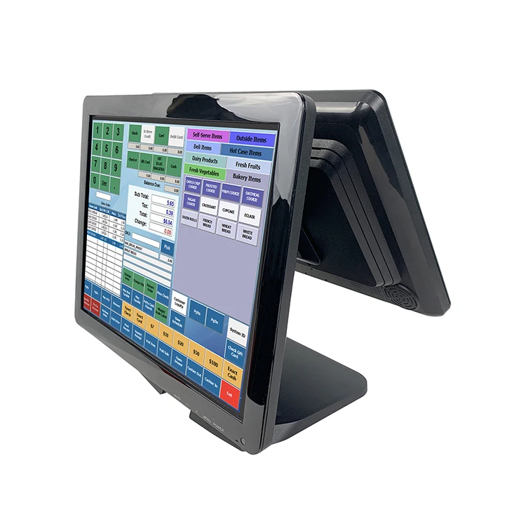 Touch Screen Monitor para Supermercado, Retail Cashier Register, Dual Screen, 17 in, Preço de Atacado de Fábrica