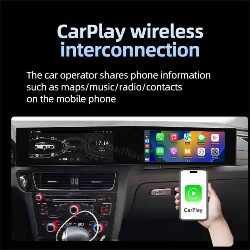 شاشة RELI1 RoadNavi ذات النظام المزدوج لراديو أودي Q5 2009-2017 أندرويد مع نظام ملاحة GPS Carplay Dsp 360