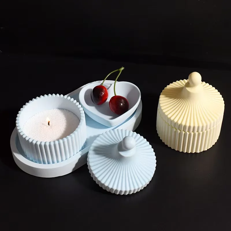 

Concrete Flowerpot Silicone Mold for Succulent plants Pot Stripes Candle Jar Mould 3D Storage Box Resin Plaster Handicraft Molds