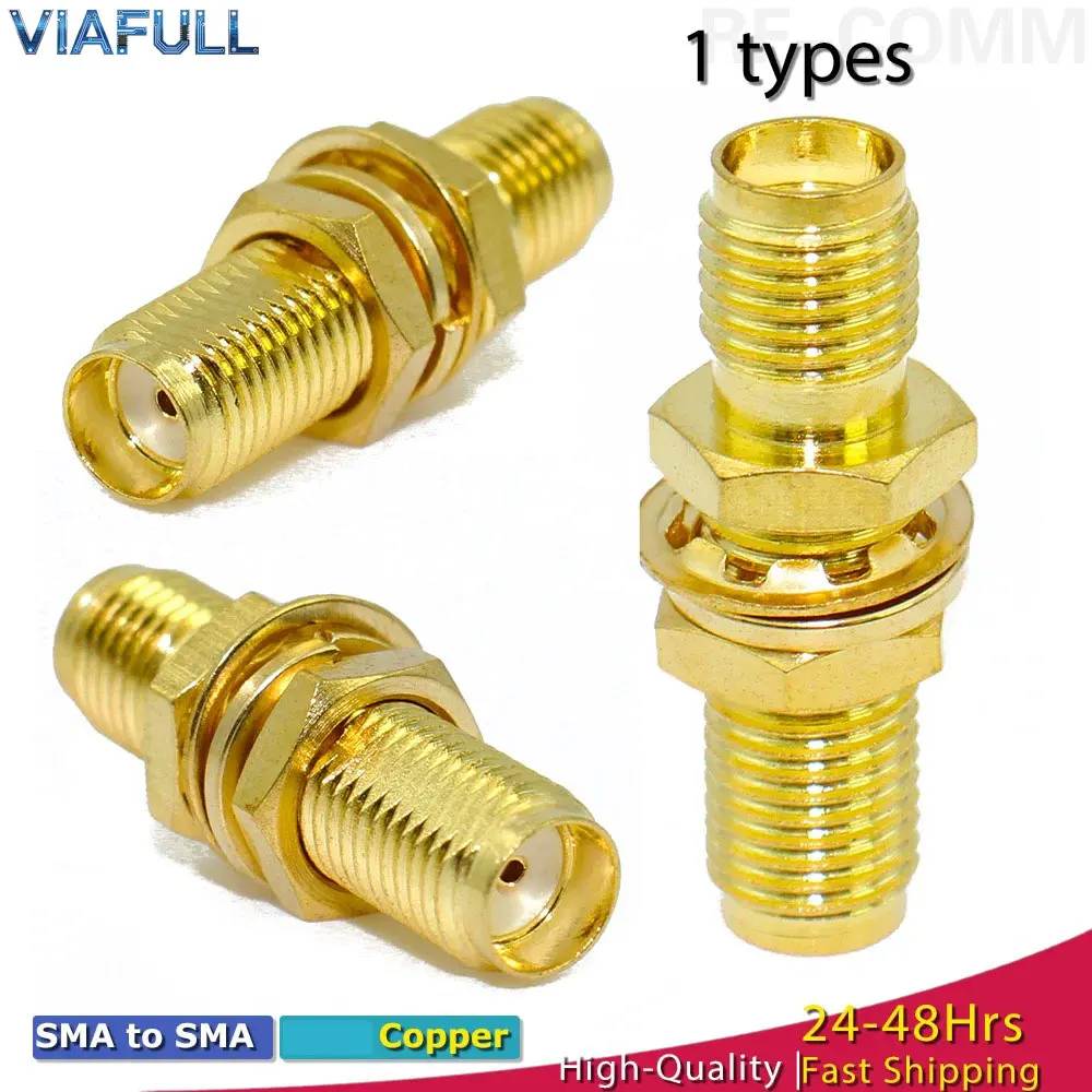 RF Coaxial Adapter SMA Female Bulkhead Straight Connector Nut & Washer Included 50 Ohm for Wireless Module