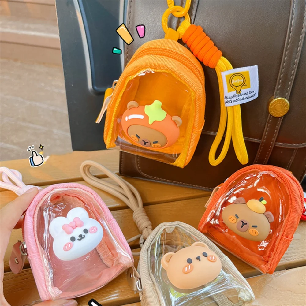 Cute Animal Coin Wallet Compact Coin Purse Mini Storage Bag Safe Closure Transparent Coin Purse For Daily Use Handbag Gifts