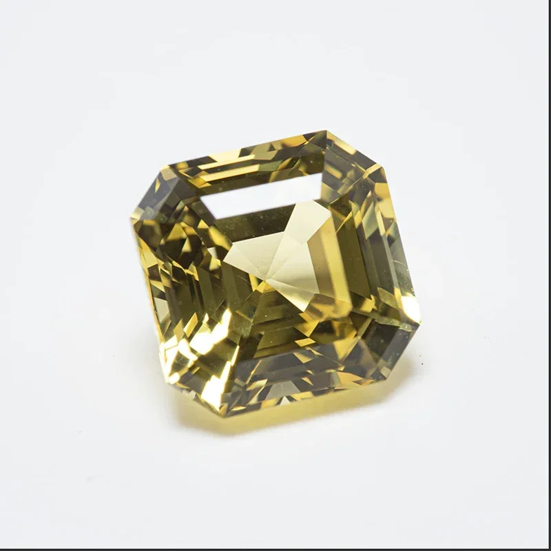 Lab Grown Sapphire  Asscher Cut yellow Color VVS1 Charms DIY for Jewelry Making Materials Selectable AGL Certificate