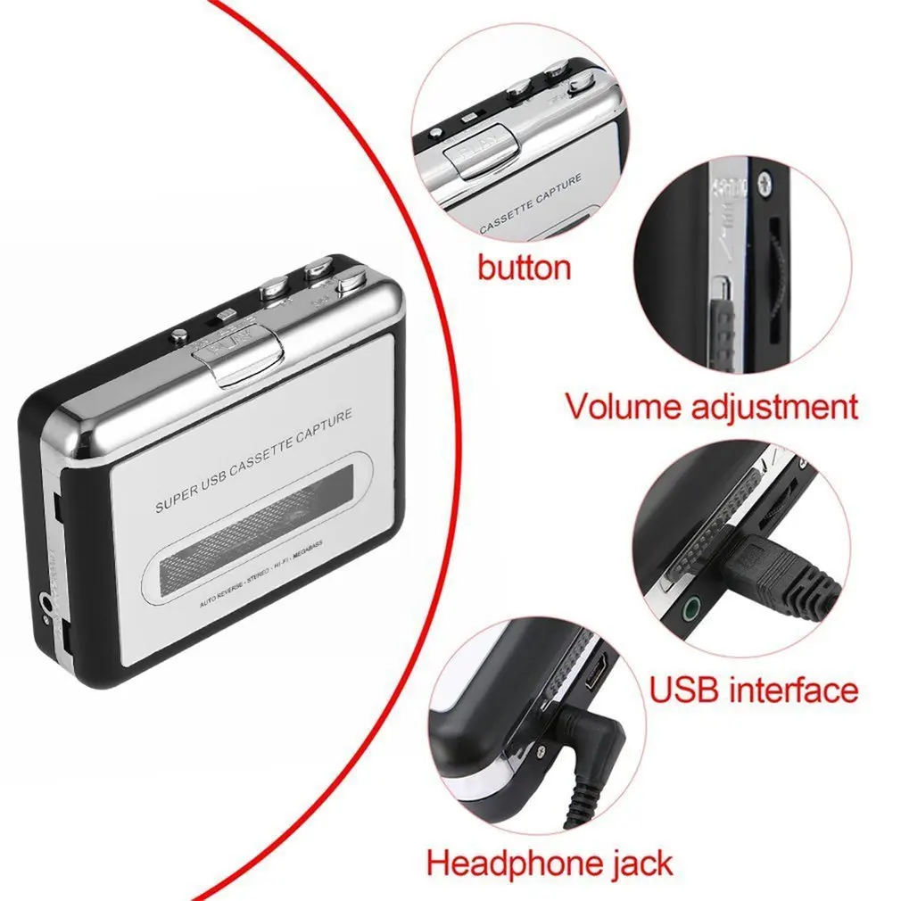USB2.0 Tape to PC Super USB Cassette to MP3 Converter Capture Audio Music CD Digital Player Capture Recorder+Headphone Wholesale