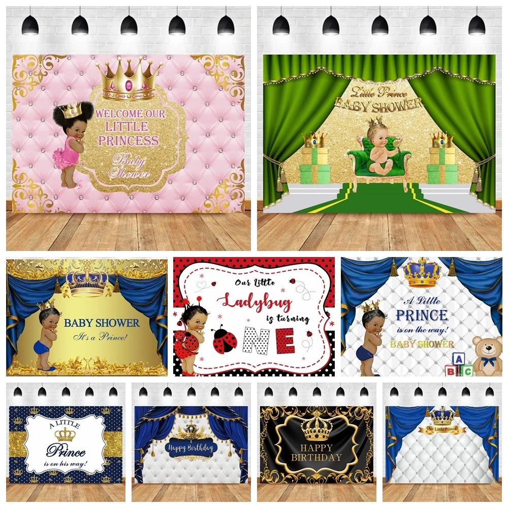 

Royal Prince Newborn Baby 1st Birthday Custom Backdrop Photo Booth Balloon Garland Cake Smash Baby Shower Decor Background