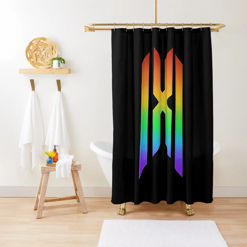 

Monsta X Rainbow Logo Shower Curtain Shower Set Anime Bathroom Modern Showers For Bathroom Curtain