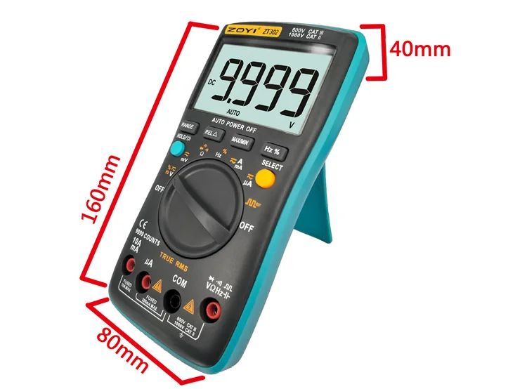 

Digital Multimeter true rms multimeter True-RMS Backlight AC DC Voltage Ammeter Current Ohm Auto/Manual ZT301 / ZT302 / ZT303