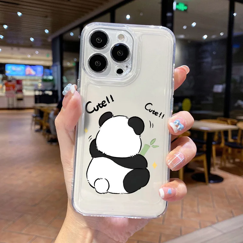 Gourde Cute Casing Panda Eat Bamboo Pattern Phone Case for Iphone 16 15 14 12 13 11 Pro Max IP 7 8 Plus Iphon X XS XR Xs Max