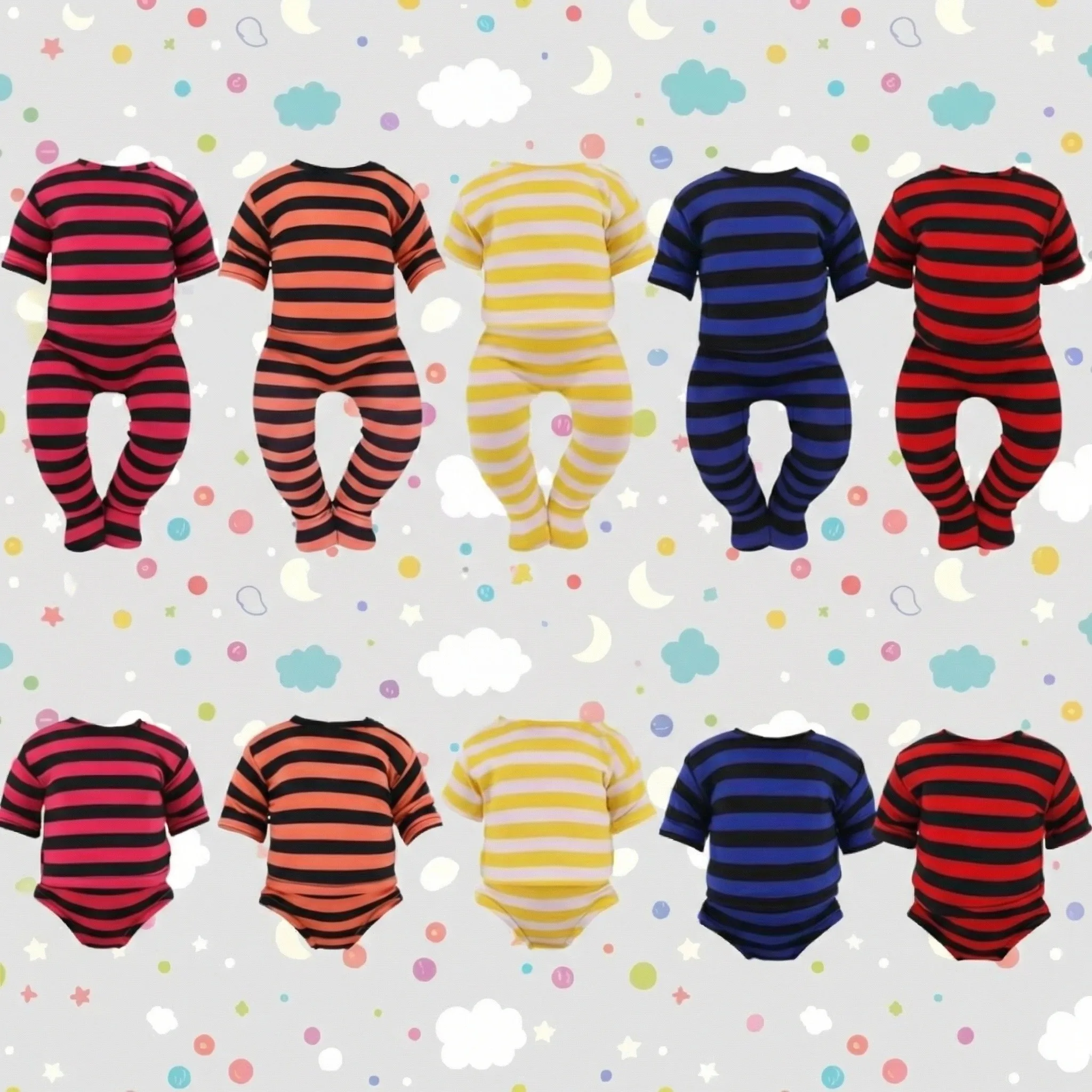 Conjunto de pijamas listrados para bonecas americanas de 18 polegadas, manga curta, roupa íntima justa, adequada para bonecas de 43 cm, brinquedos para presente de menina