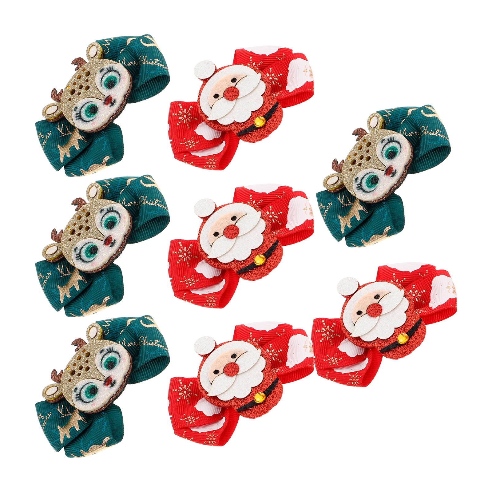 

8pcs Christmas Clips For Girls Toddlers Kids Glitter Hair Accessories Festive Decor Bows Xmas Hairpins Cute Kid Hair Decoration