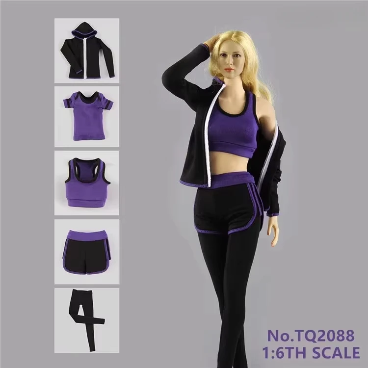 1/6 Scale Sportswear Set Pants Shorts Trousers Zipper Jacket Three Colors Doll for 12 Inch Female Soldier Clothes Model Body Toy