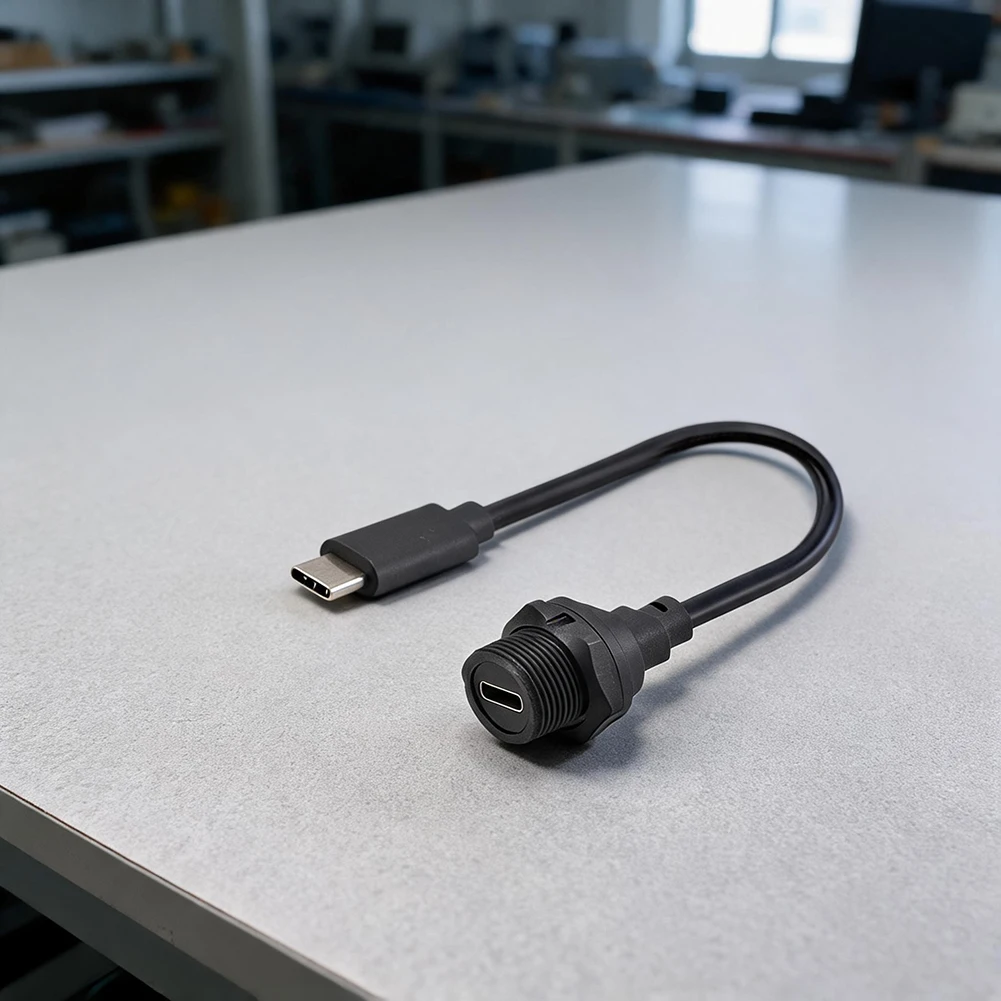 Circular Screw Mount Waterproof Type-C Panel Connector Compatible with Standard Type-C Cables for Chassis Integration