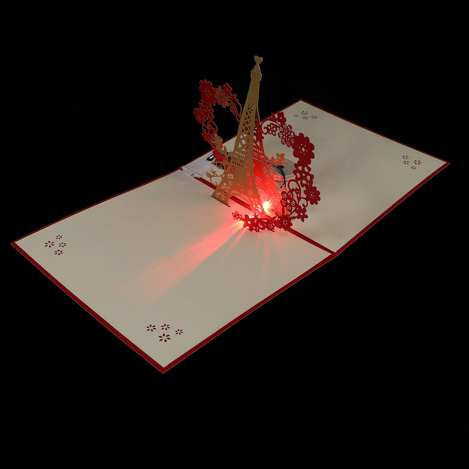 

1Set Glowing Music Light Greeting Card 3D Birthday Blessing Card Eiffel Tower Pop-Up Three-Dimensional Creative Gift