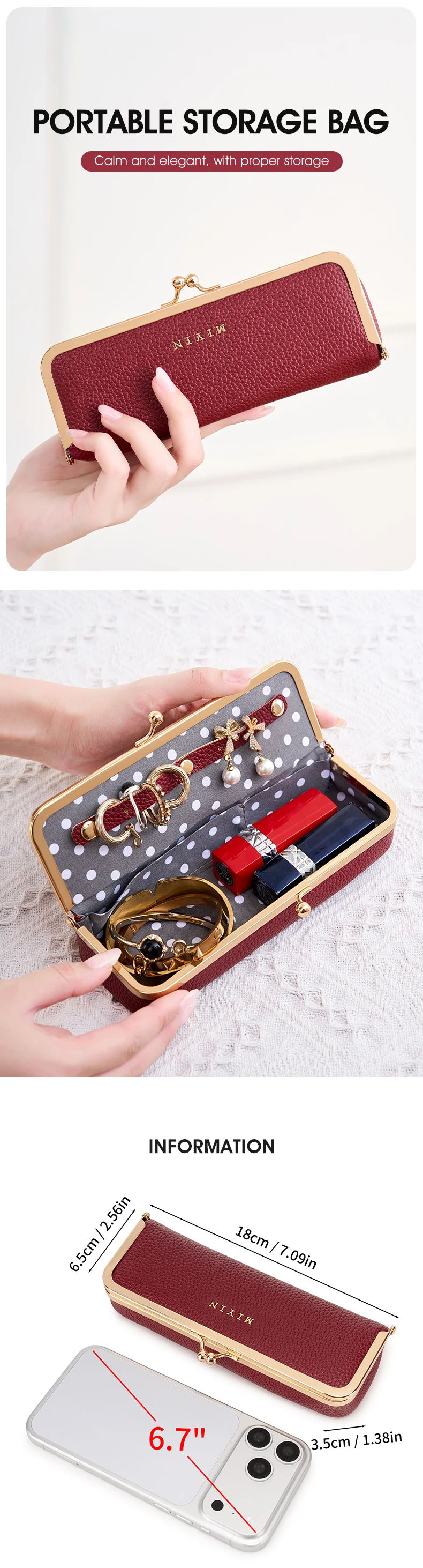 MIYIN Leopardenmuster Damen-Schmuck-Organizer mit Klemmverschluss Multifunktionales Brillenetui Reise-Essentials Lippenstift- und Kosmetik-Organizer – Detail 1