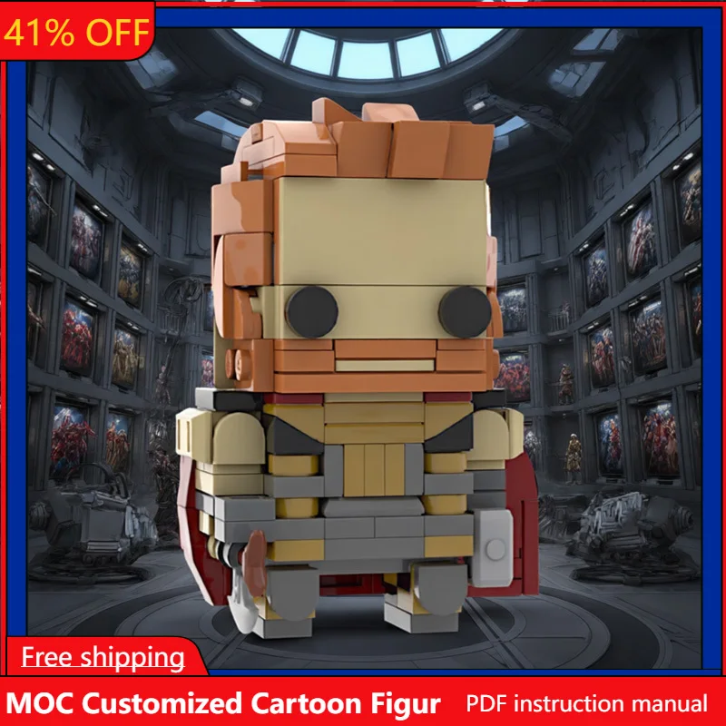 

221 деталь: Модульный конструктор MOC «Бог Грома» (фигурка с мультяшной головой), креативная сборная игрушка для самостоятельной сборки, подарок