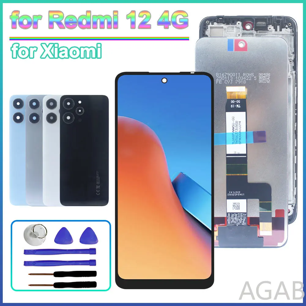 Strictly Tested LCD for Redmi 12 4G LCD Display Touch Screen Assembly Replacement Part for Redmi 12 4G 23053RN02A 23053RN02L LCD